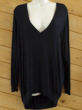 Riller & Fount Black V-neck Long Sleeve Shirt Top Tunic Micro Modal 1 Small